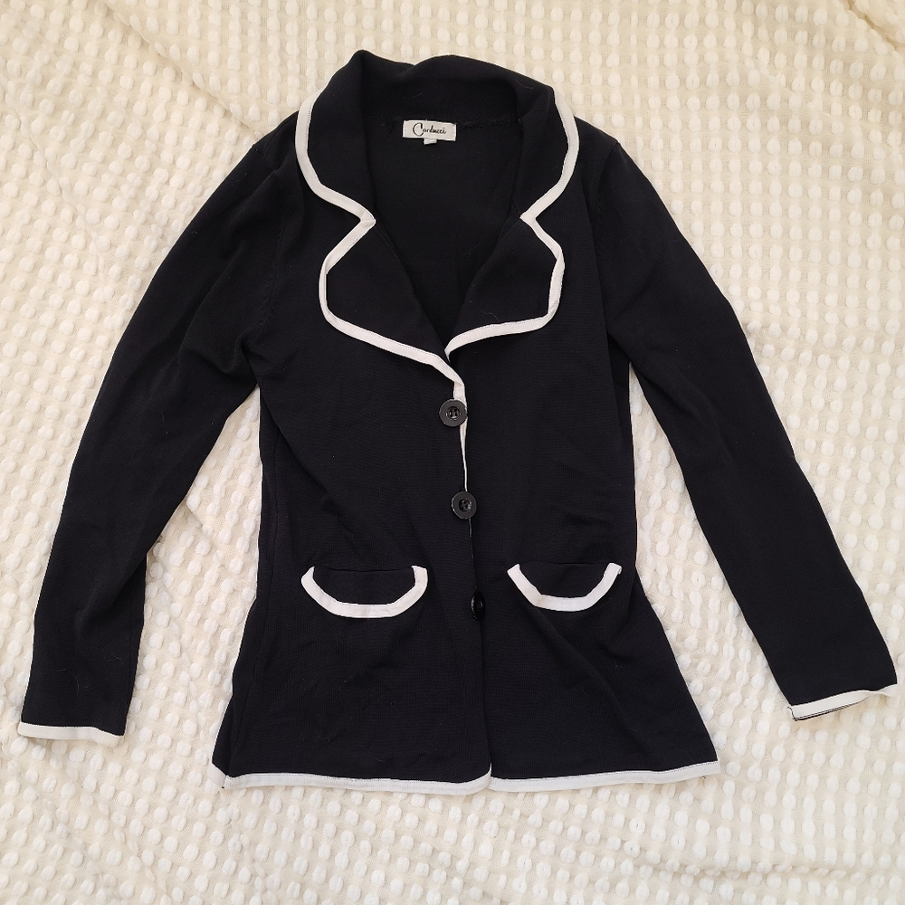 Black and white button up blazer